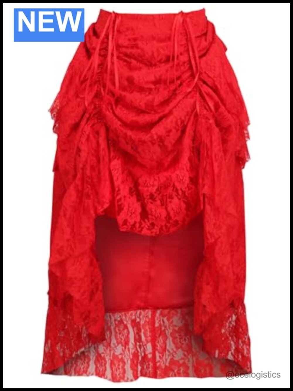 Lace High Low Bustle Skirt Adjustable Pull On Exotic Apparel